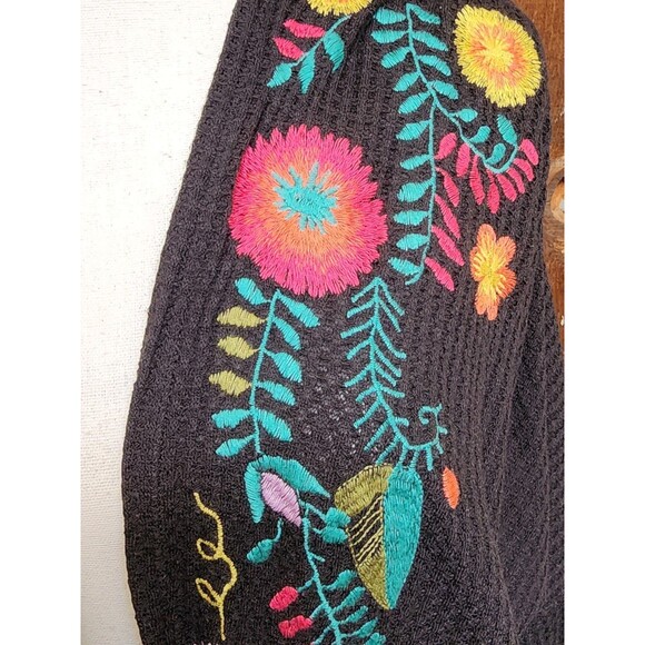 UMGEE Embroidered Open Front Waffle Material Cardigan Size Large Boho - Picture 2 of 8